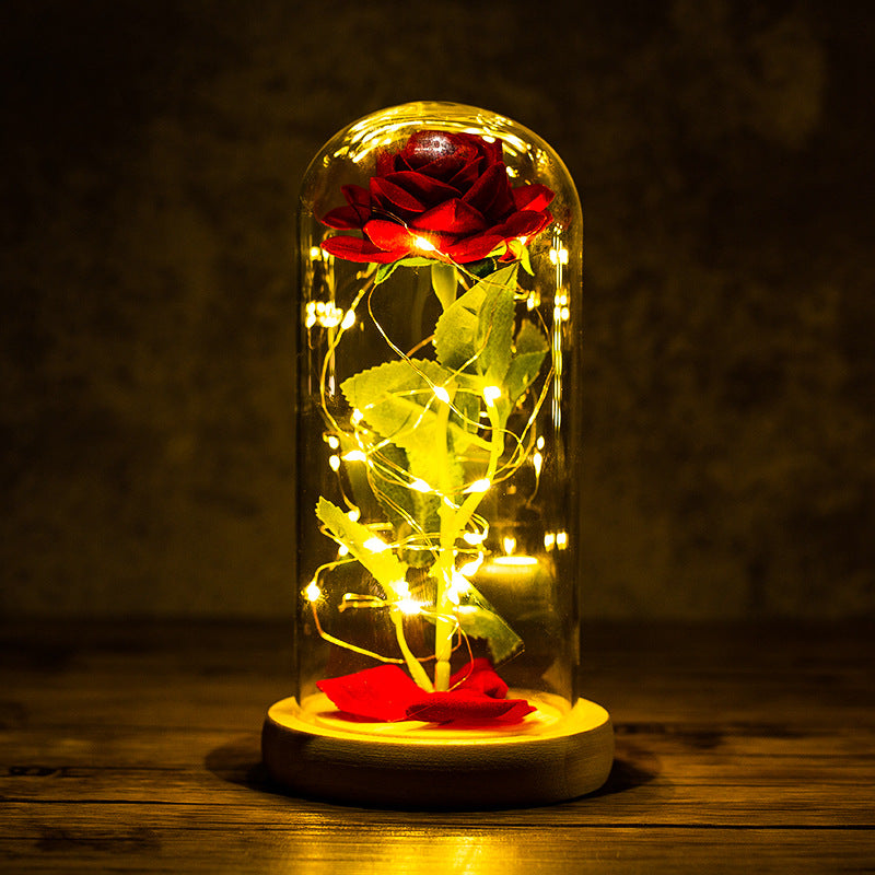 Rose Glass Cover With LED Light Ornaments