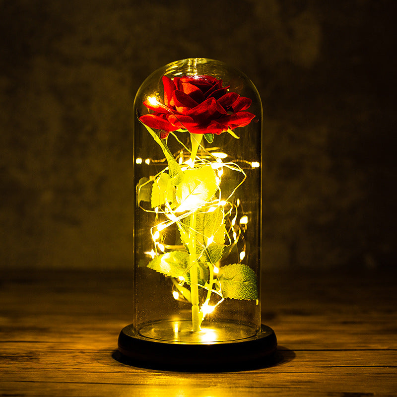 Rose Glass Cover With LED Light Ornaments