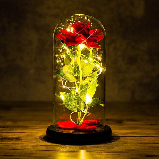 Rose Glass Cover With LED Light Ornaments