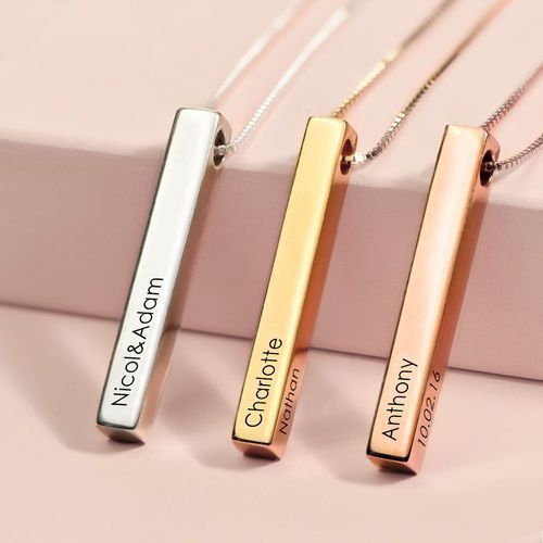 Personalized Bar Custom Lettering Necklace