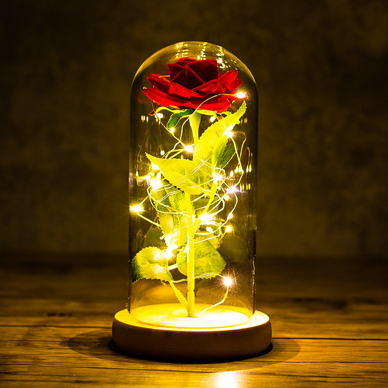 Rose Glass Cover With LED Light Ornaments