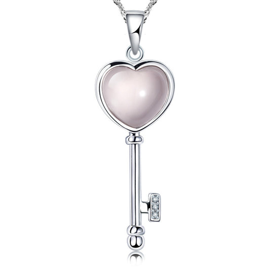 Love Heart Key Gem Stone