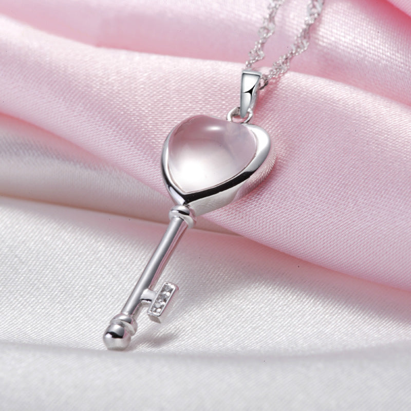 Love Heart Key Gem Stone