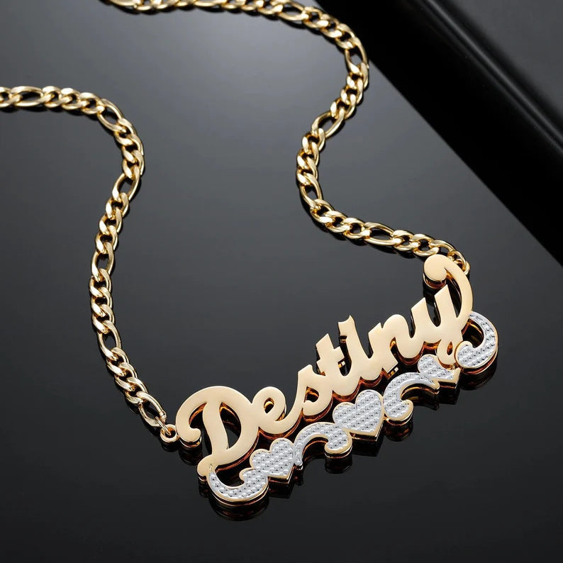 Luxe Heart Name Necklace/ Custom engraving