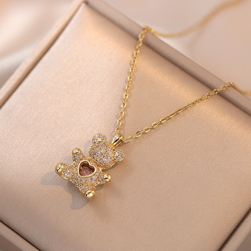 Bear Necklace Love Heart