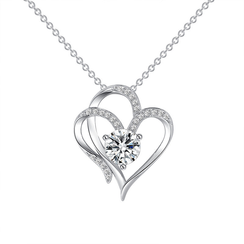 Double Love Necklace With Rhinestones