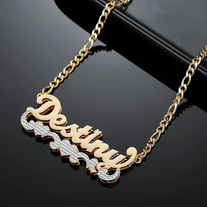 Luxe Heart Name Necklace/ Custom engraving