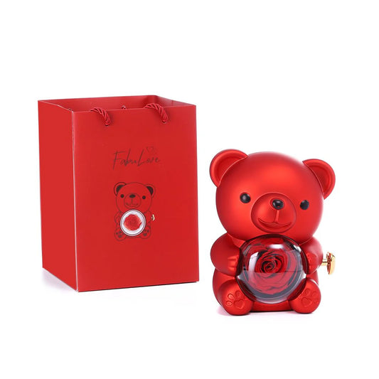 Rotating Bear Gift Box Rose